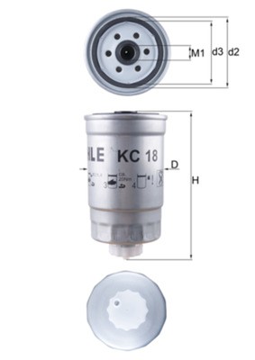 MAHLE Kraftstofffilter KC 18 mit Wasserablassschraube Anschraubfilter für AUDI 1