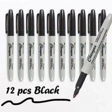 12pcs Black Permanent Marker Pens Fine Tip Waterproof Quick Dry Ink 