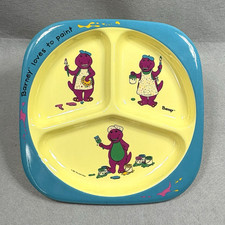 Barney Loves to Paint Child Divided Plate Vintage 1992 Child's Elandia