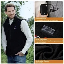 Heated Electric Vest with Battery Pack by Leapsee Fleece Lightweight Large - New