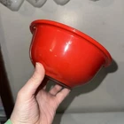 Vintage #322 1L Pyrex Red Glass Clear Bottom Nesting Mixing Bowl Corning NY