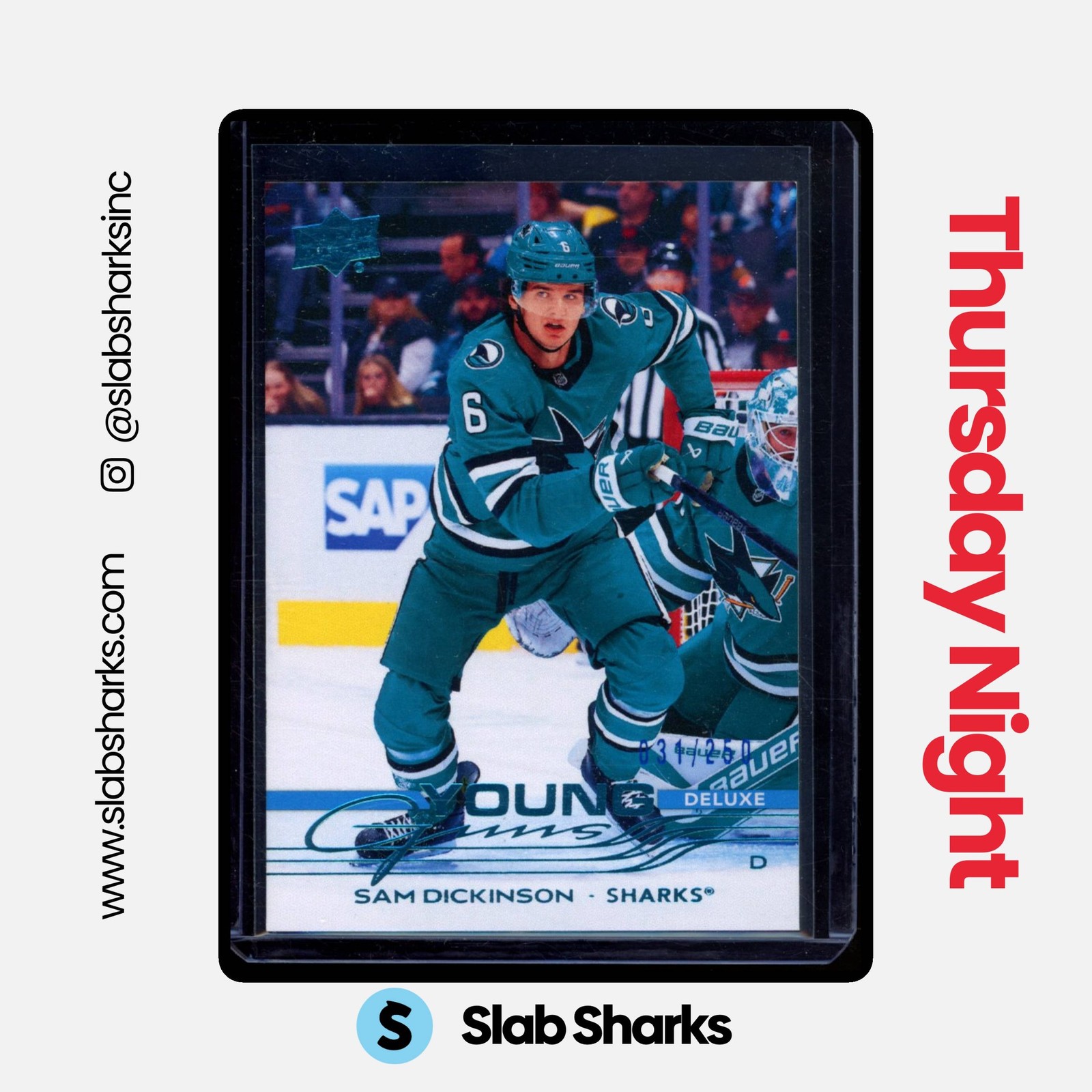 2025 UPPER DECK SERIES 2 #479 SAM DICKINSON YOUNG GUNS DELUXE RC ROOKIE /250