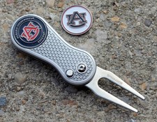AUBURN TIGERS NCAA SEC 2-SIDED Logo Golf Ball Marker Switchblade Divot Tool