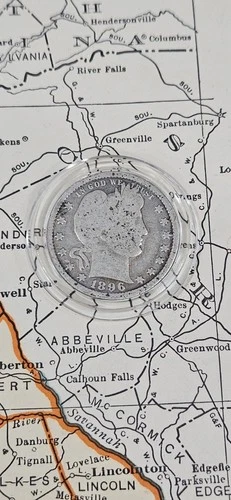 Vintage Coin Estate Sale 1896 Barber Silver Quarter .25c