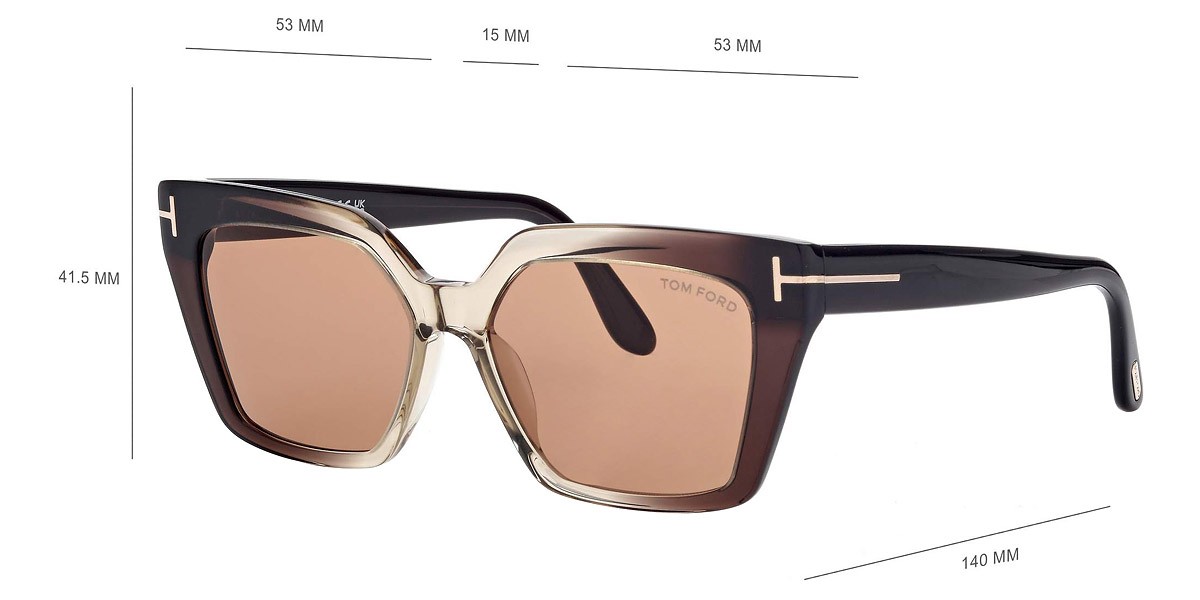 Tom Ford FT1030 Shiny Transparent Light Brown and Beige/T Logo / Brown image 4