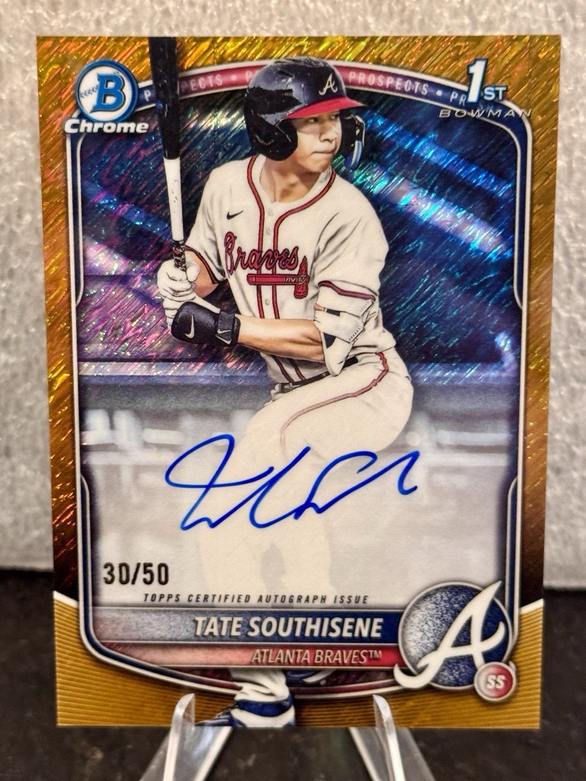 2025 Bowman Draft Chrome Prospects Autographs Tate Southisene Gold Wave /50