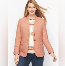 Talbots Women s Size 6 Coral Wool Blend Lined Single Breasted Two Button Blazer
