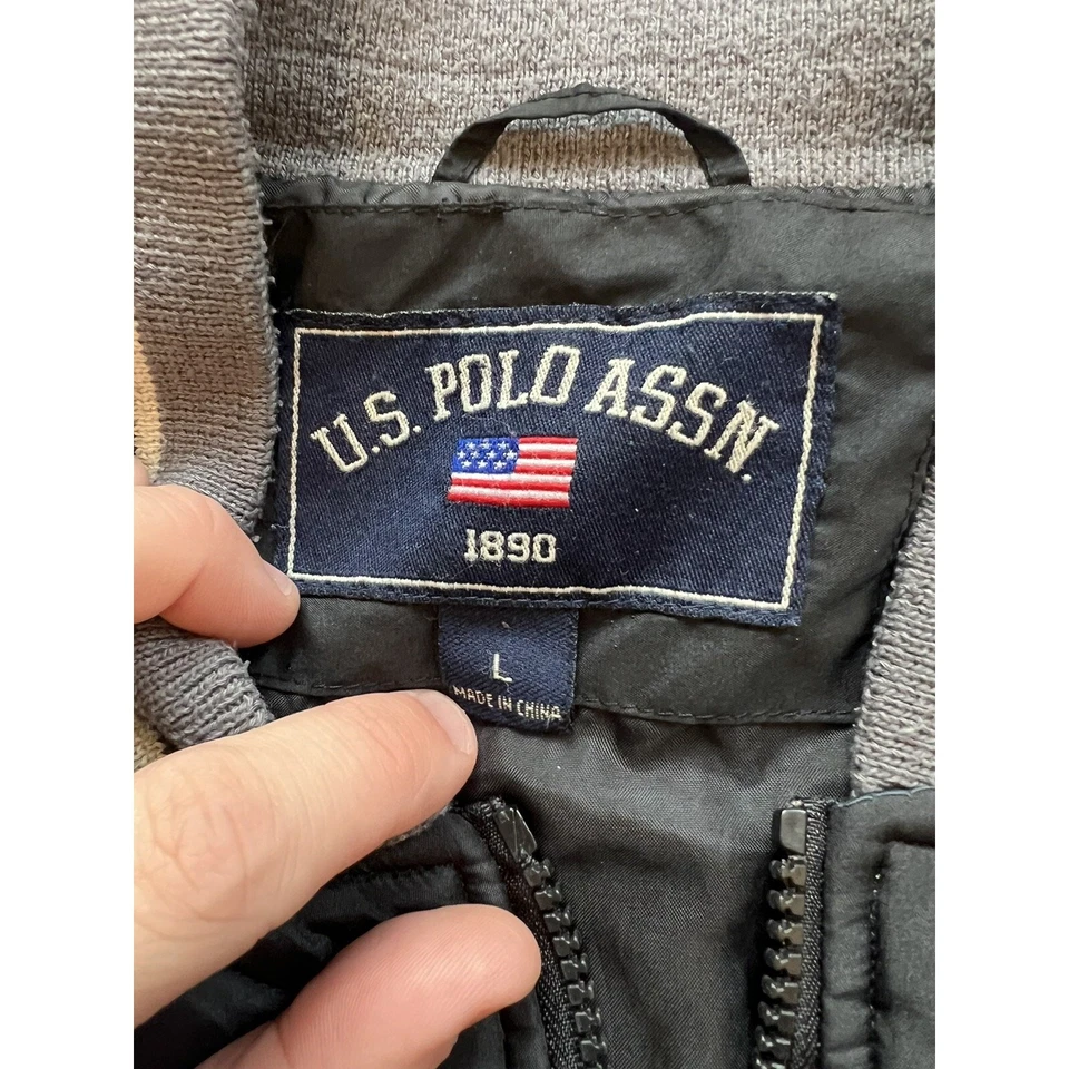 Vintage 90s U.S. Polo Assn. Full Zipper Quilted Embroidered Jacket Large - Image 2 of 4