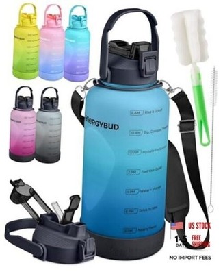 1 Gallon Water Bottle with 128 oz Capacity - Motivational 128 OZ Blue & Black
