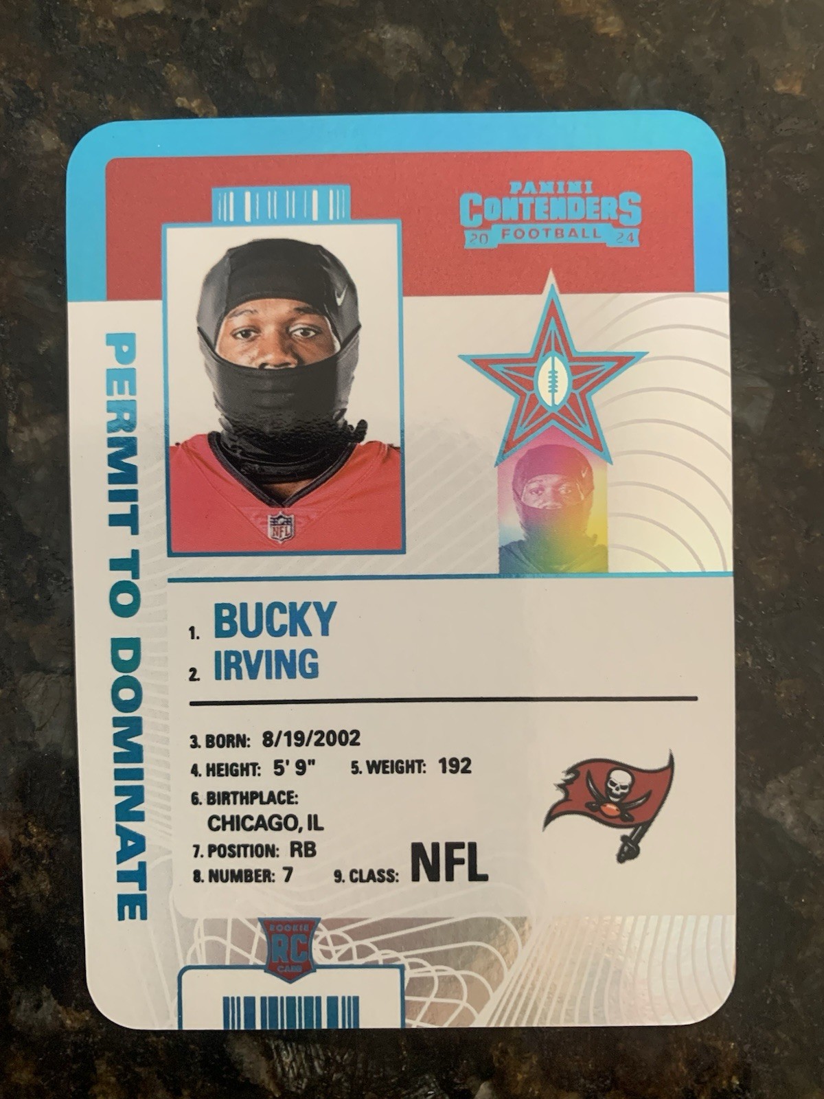 2024 Panini Contenders Permit To Dominate Bucky Irving #13 RC Case Hit SSP Bucs