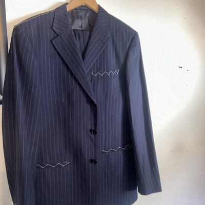 Linea sartoriale navy Pinstripe luxury suit wool size Eur50/US 40 Made Italy