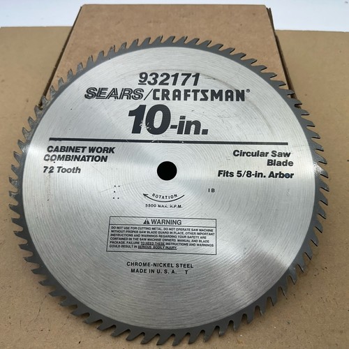 CRAFTSMAN 10" 72 Tooth Combination/Cabinet Work Steel Saw Blade,fits 5/8" Arbor