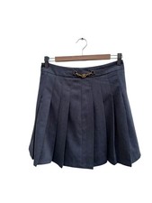 Grey mini pleated skirt with gold detailing
