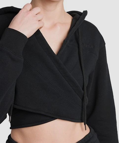 $800 Ambush Women's Black Cross Wrap Cropped Hoodie Size M