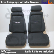 Set Of 2 Reclinable Slider Seats For Recaro Seat Black Cloth Rails Slider