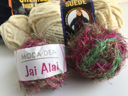 Specialty Yarn Lot Moda Dea Jai Alai Lion Brand Suede & Chenille - Bild 2 von 4