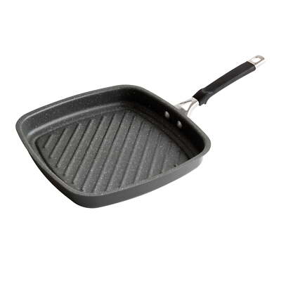 10'' Ceramic Coated Grill Pan Cookware, Grey, Without PFAS, 18.7'' X 11.1'' X 3.5''