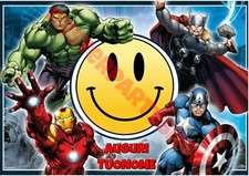 Cialda - Ostia per torte Avengers 4 pers con tua foto. Personalizzabile! AncheA3