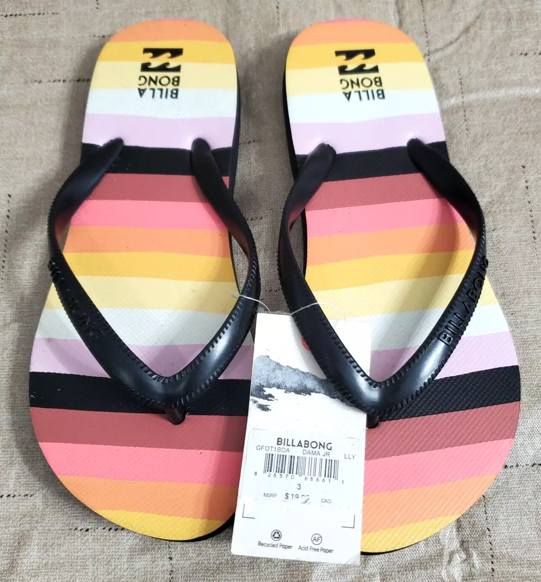 NWT Billabong Youth DAMA Flip Flop Multicolor Size 3 eBay