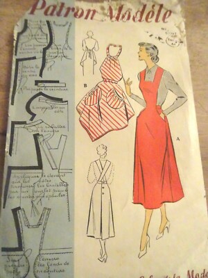 Patron De Couture Vintage ECHO DE LA MODE Années 50 - Tablier Long Et Court Taille 44