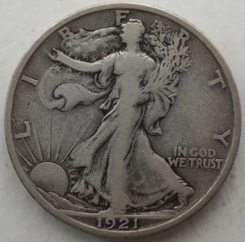 KAPPYSCOINS  GH592  1921S VF VERY FINE WALKING LIBERTY HALF