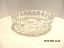 Heavy Round Clear Cut Glass Raised Bubble Bottom Ashtray