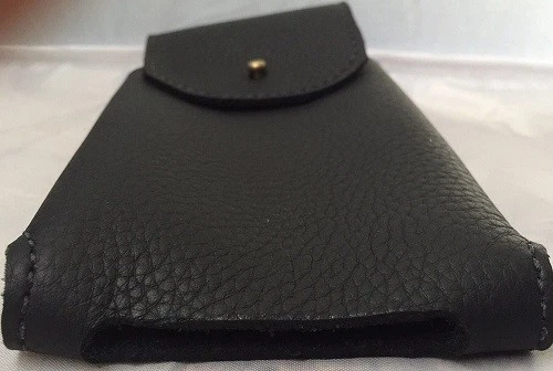 BLACK LEATHER PHONE CASE with CARD WALLET iPhone Plus 6+ 7+ 8+ X HANDMADE in USA - Image 3 of 4