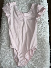 Danskin Now Girls Sz 10/12 Pink Short Sleeved Soft Leotard. Classic, Exc. Cond