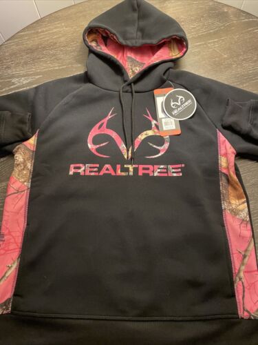 Realtree Women's Pullover Logo Hoodie with Side Pockets Size MEDIUM Pink NWT