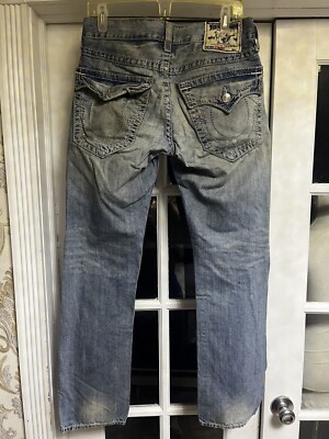 True Religion Men's Ricky Jeans Size 30x34 Faded Light Blue With