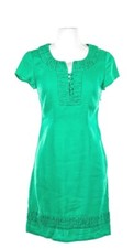 Boden Dress Size 6 Green 100% Linen Cap Sleeve Fitted Side Zip Classic Summer