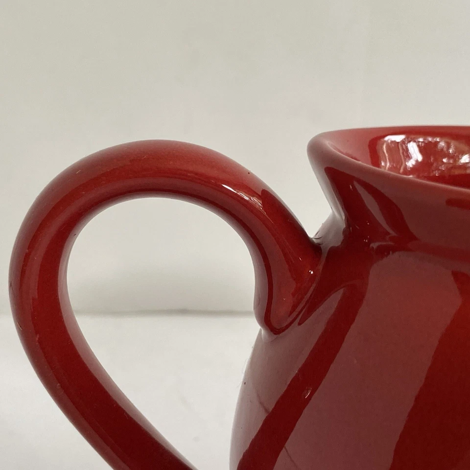 "Jarra Waeshersbach roja crema jarabe gres Alemania brillante 4"" usada en excelente estado cerámica" Foto 3 de 4