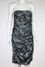 Lavender Vera Wang Womens Dress Size 10 Blue Printed Sheath Silk Strapless