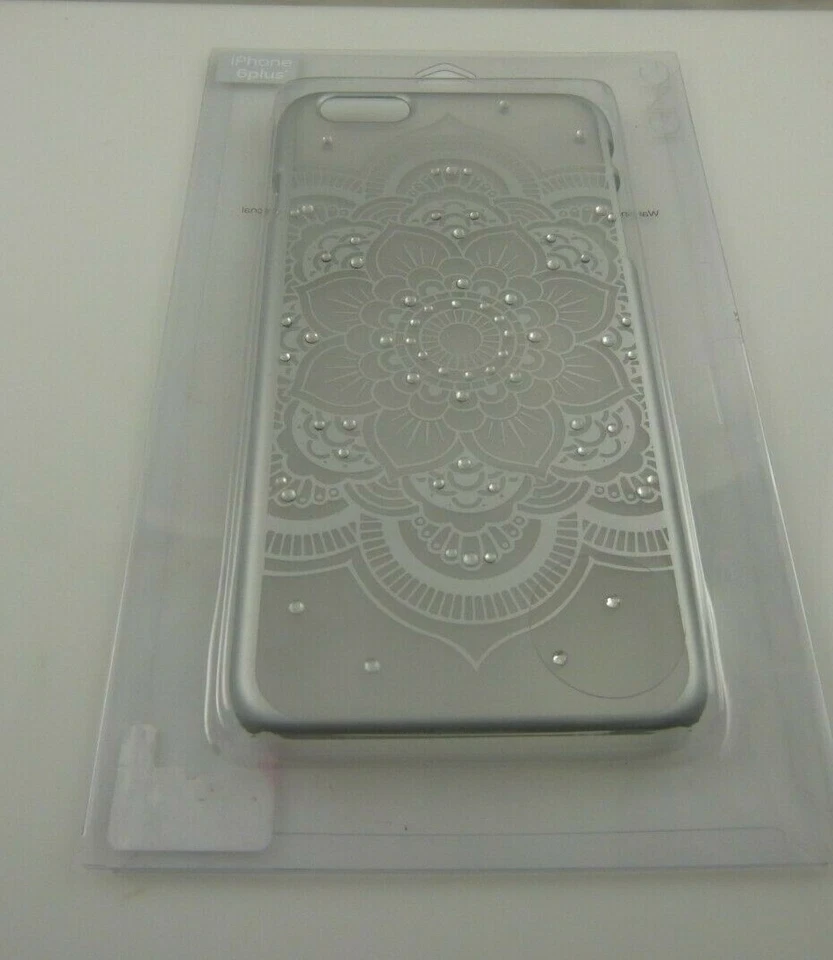 Funda de teléfono para iPhone 6+ plus transparente esmerilada flor cristales brillantes impresión henna Foto 2 de 4