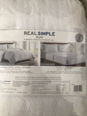 Real Simple DUO Westwood Coverlet/Duvet Cover Set Full/Queen White
