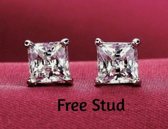 Colgante de plata 925 con placa de identificación personalizada de moissanita real redonda y baguette para hombre Foto 3 de 4