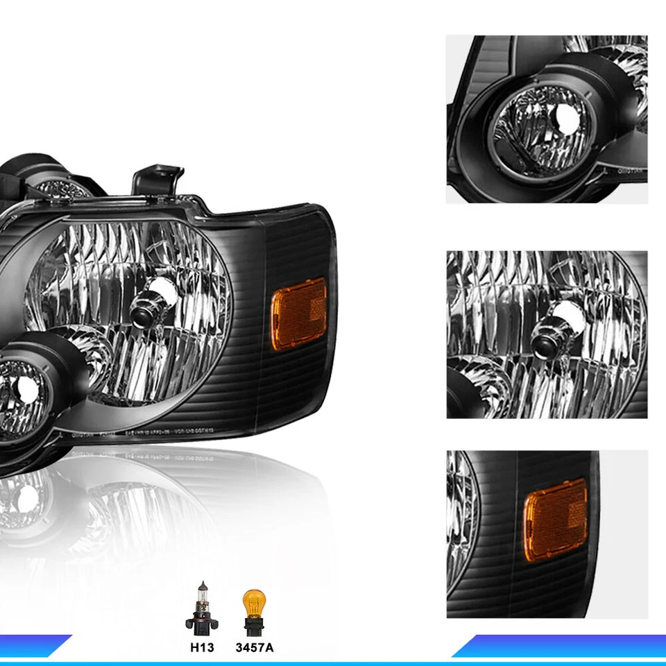 Faros esquineros ámbar carcasa negra para Ford Explorer 2006-2010 luces izquierda+derecha Foto 2 de 4