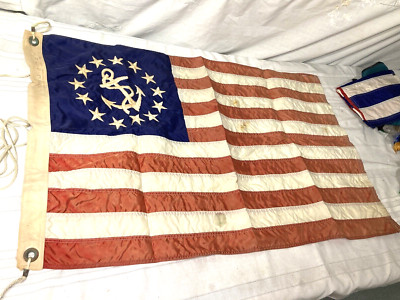 US Navy 13 Star American Flag Yacht Ensign Anchor Embroidered 23 x 36''