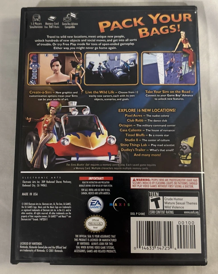 Sims Bustin' Out (Nintendo GameCube, 2003) - CIB - Disc Resurfaced - Image 2 of 4