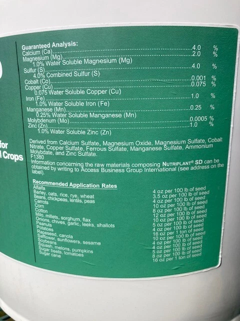 El recubrimiento de semillas Nutriplant SD tiene 4 cubos 25# sin abrir. NOTA-El producto está ANTICUADO Foto 3 de 3