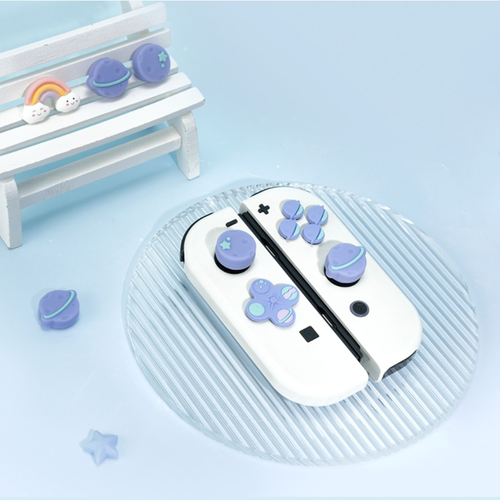 Tapas de botones y kits de agarre para pulgar GeekShare para Nintendo Switch/OLED Purple Planet - Imagen 6 de 11