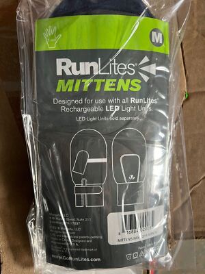 runLites Mittens Navy Blue Running Fleece Gloves size MEDIUM with battery