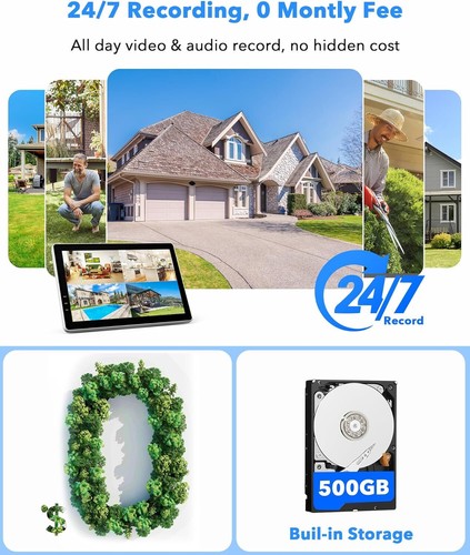10CH Wireless Security Camera System with 10.1" Monitor Camera Outdoor Dual Lens - Picture 8 of 11