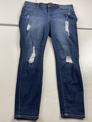 Torrid Bombshell Jeans Skinny Women Plus Size 18 Distressed Stretch Blue Denim
