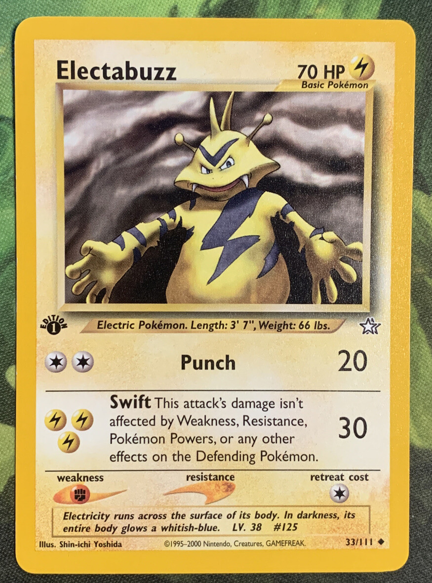 1995 electabuzz pokemon card value 1st Edition Electabuzz 33/111 - Neo Genesis