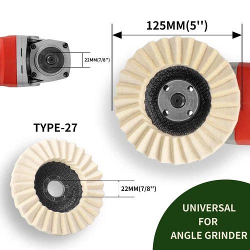 1-10X 5" Wool Felt Flap Disc Metal Working Polishing Buffing Wheel Angle Grinder - Picture 3 of 29