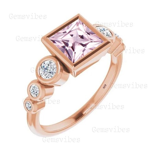 Pink Morganite Ring For Women 925 Sterling Silver Handmade Ring Gift For Her