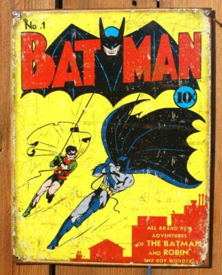 Batman No. 1 Tin Sign Robin Detective Comics DC Comic Book Vintage Style