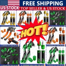 US For KAWASAKI NINJA 300R 250R 400 CNC Brake Clutch Levers Handle Grips Cap Set