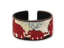 WHITE BLUE BEAD RED ELEPHANT CUFF BANGLE  00518 RDMT 